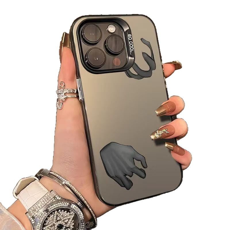 Mano gris artística para iPhone 16 funda para teléfono móvil Apple 15promax/14 anti-caída 13pro12 Europa y América 11xr