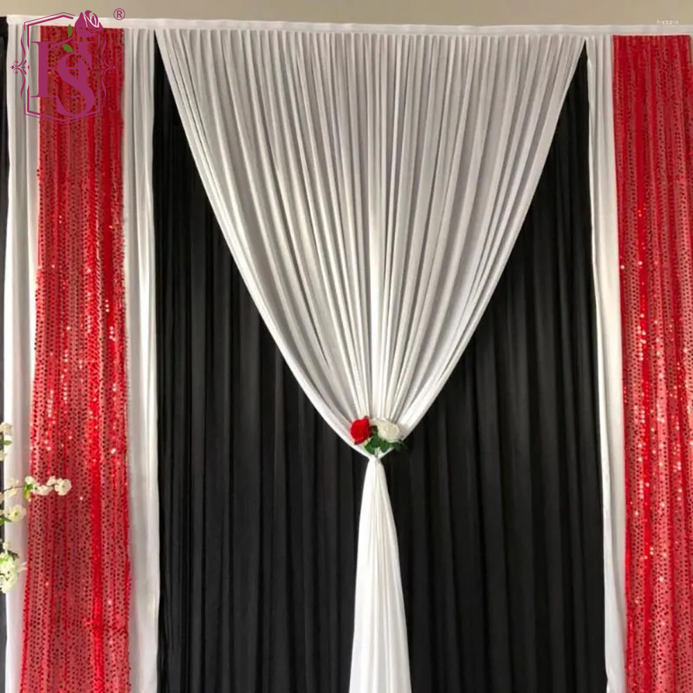 Wedding stage background Decoration curtain cloth black and white…