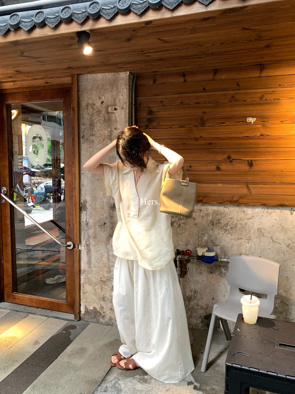 Áo sơ mi nữ linen tay ngắn cổ V phong cách Pháp — nghệ, màu hồng, màu trắng, màu mơ chi tiết 16