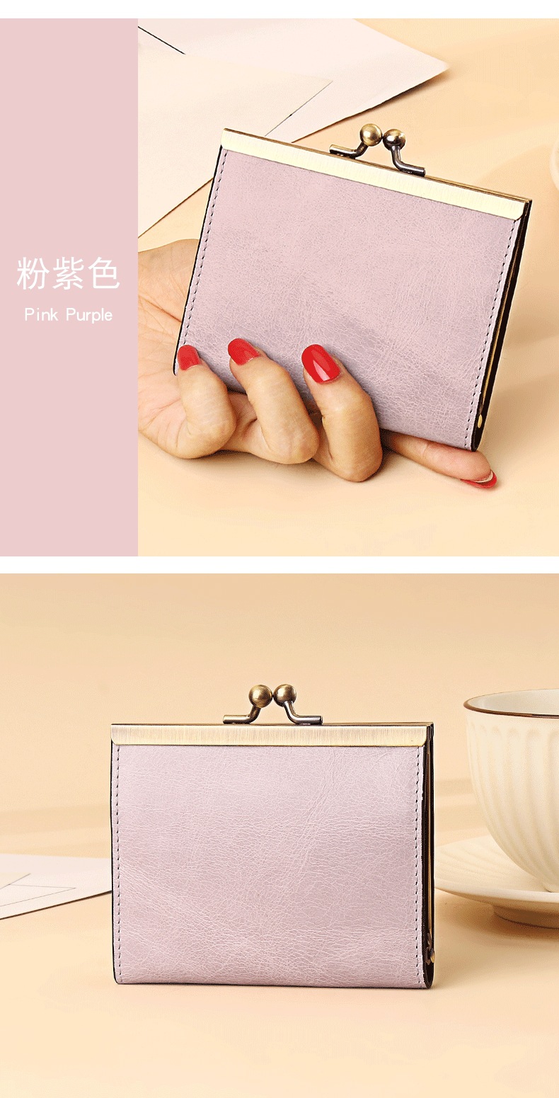 Unisex Rose Red Purple Red Solid Color Leather Card Holders display picture 5