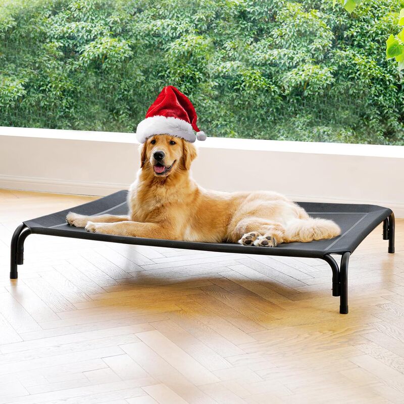 Elevated dog bed, suitable for large dogs, requires no tools for installation, features a washable cooling breathable mesh and non-slip feet Elevated dog bed, suitable for large dogs, requires no tools for installation, features a washable cooling breathable mesh and non-slip feet