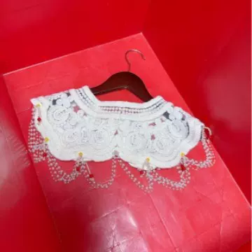 钩花蕾丝刺绣白色珍珠系扣小领花小香风针织秋冬穿搭假领子直销