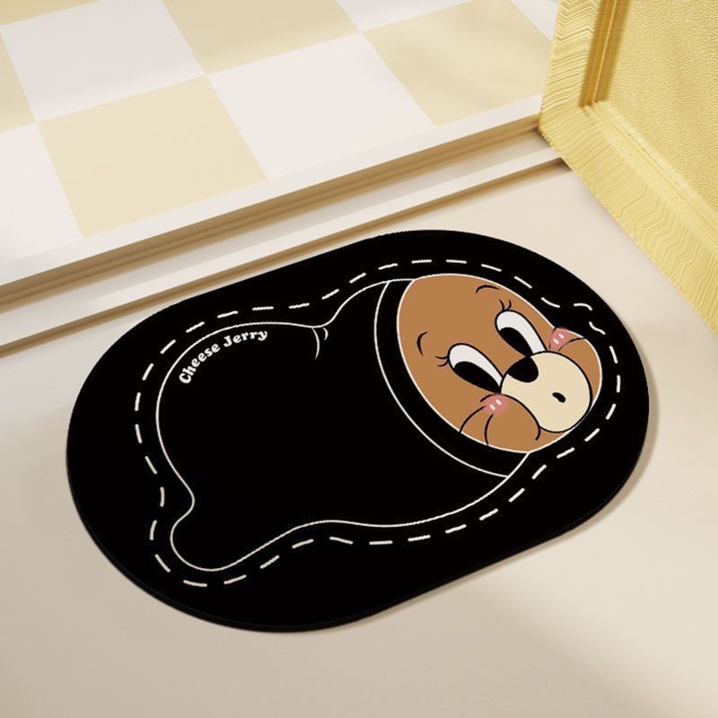 Baño doméstico absorción de agua almohadilla de pies de dibujos animados de forma especial almohadilla de suelo de barro de diatomeas secado rápido se puede cortar almohadilla de pies de puerta de baño