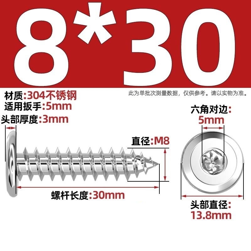 黑色304不锈钢倒边内六角自攻螺钉大平头薄头家具螺丝M2M3M4M5-M8|undefined