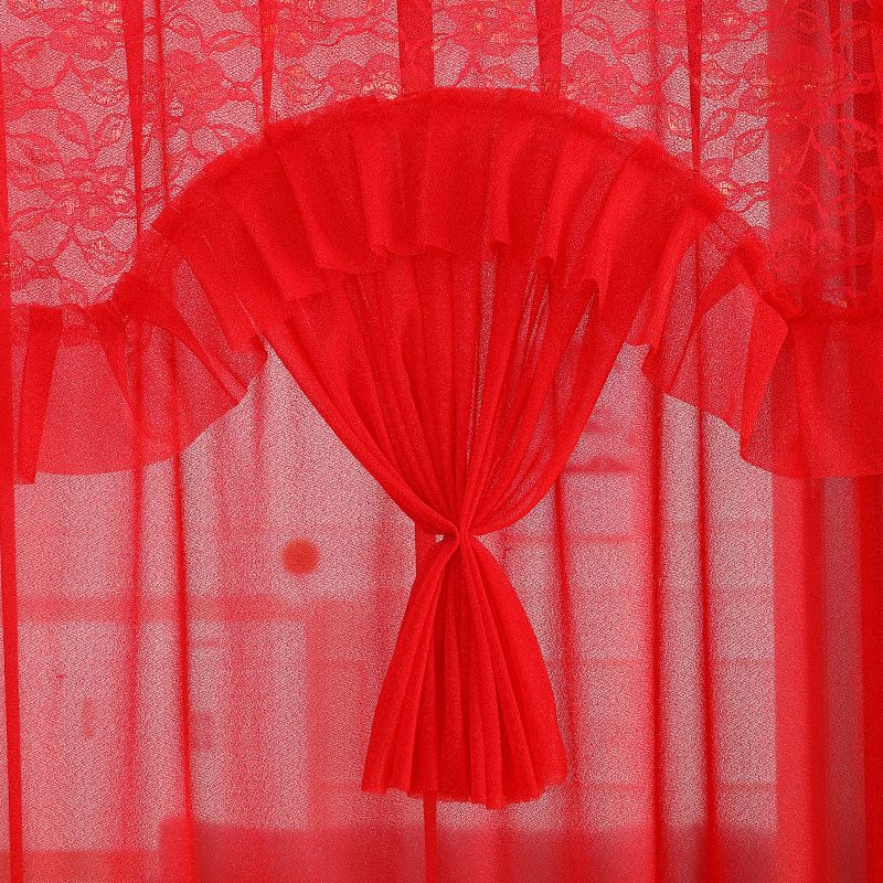 Cortina roja de boda de moda belleza hilo de encaje cortina de puerta dormitorio sala de estar simple cortina de partición a prueba de mosquitos