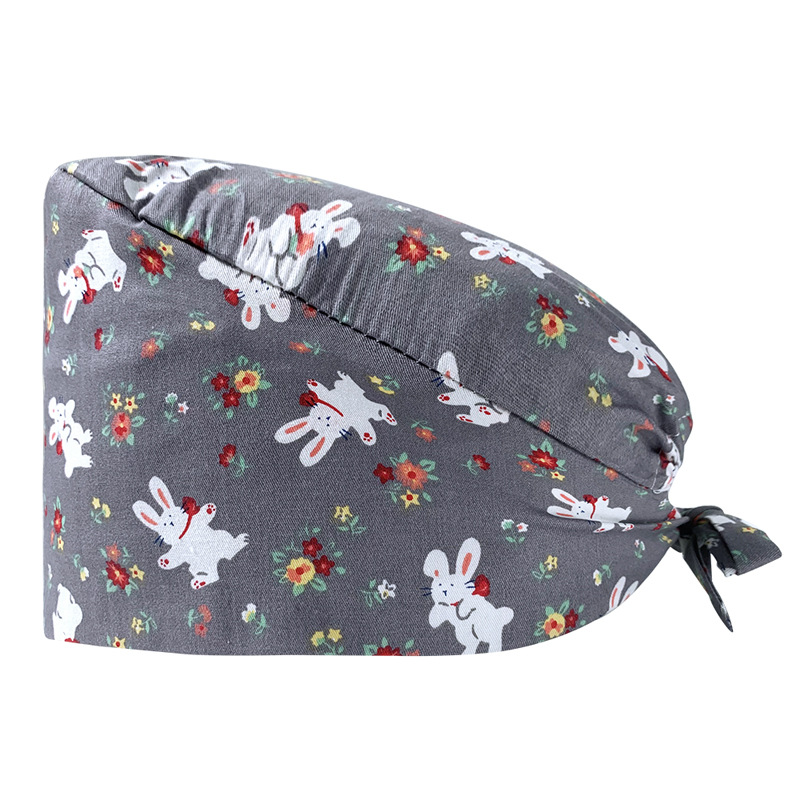 Gorro de Enfermera Coreano Fresco y Lindo, 100% Algodón, Gorro de Médico, Dentista, Estética y Salón de Belleza con Estampado Lindo.