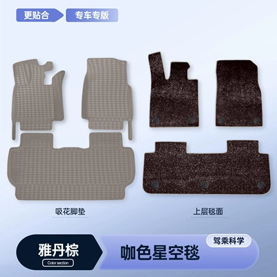 Modelə uyğun ayaqaltı — modification accessories, leather floor mats - 26-models-of-xiangjie-g9-five-seater-premium-selection-yadan-brown-single-layer-foot-mat-coffee-colored-starry-sky-blanket