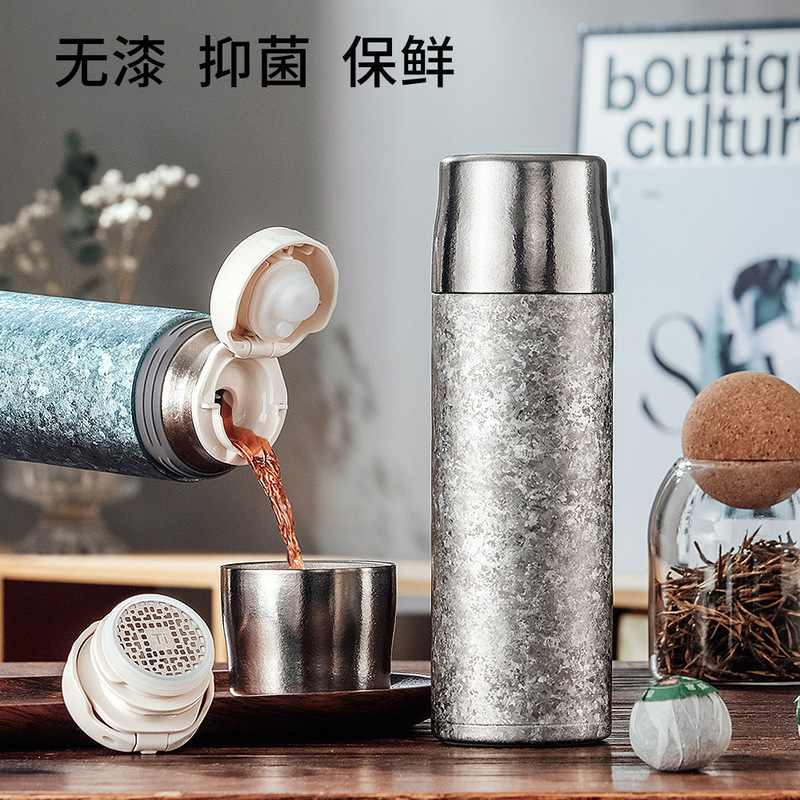Pure Titanium Thermos Cup, Double-Layer Vacuum, Portable, Light Luxury, Ice-Retaining Cup, Cold and Hot Insulation, Tea and Water Separation, Car and Office Water Cup Pure Titanium Thermos Cup, Double-Layer Vacuum, Portable, Light Luxury, Ice-Retaining Cup, Cold and Hot Insulation, Tea and Water Separation, Car and Office Water Cup