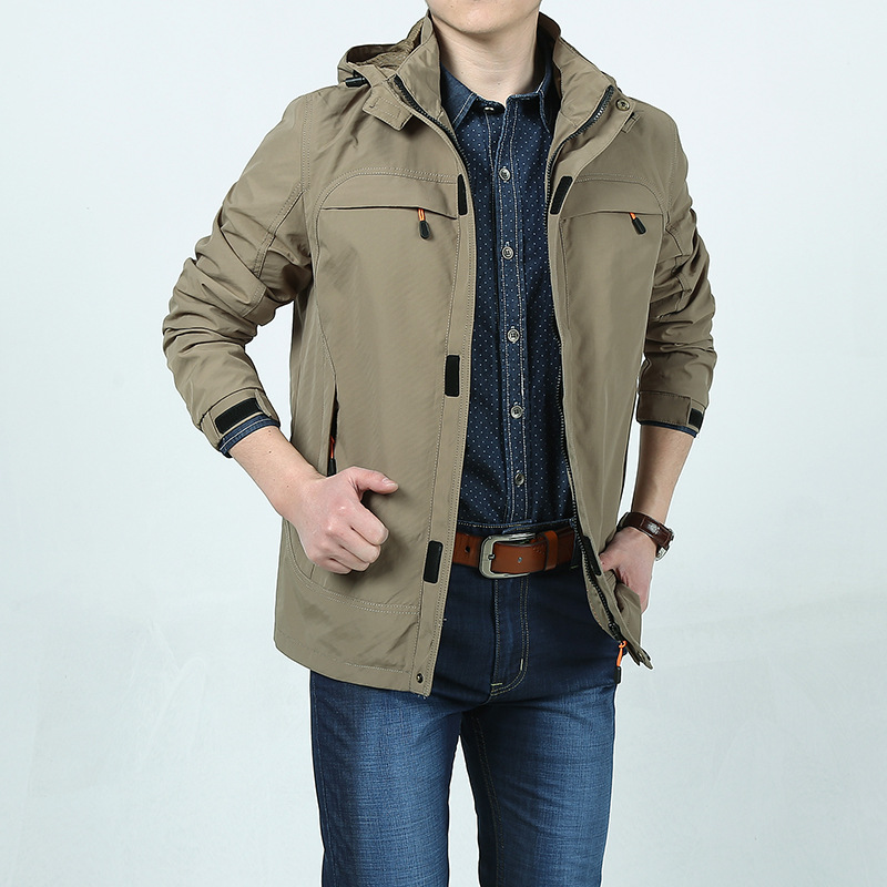 Otoño y invierno al aire libre chaqueta casual de mediana edad chaqueta gruesa y transpirable hombre chaqueta de color sólido