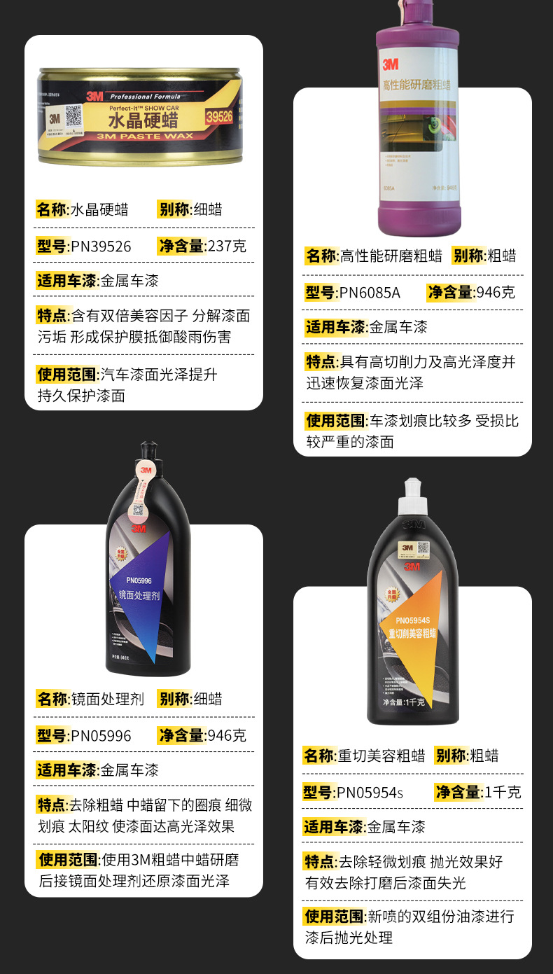 3M polishing wax car wax car beauty maintenance paint surface brightening remove scratch repair grinding decontamination coarse wax wholesale