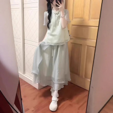 新中式国风套装女夏小个子淑女气质温柔风设计感上衣半身裙两件套