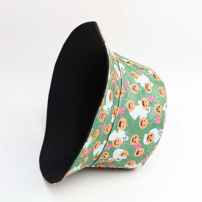 Unisex Gender Printing Design Unisex Hip-Hop Funny Halloween Pattern Pumpkin Printing Big Eaves Bucket Hat