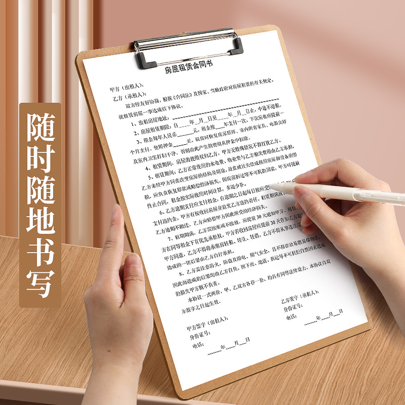 Carpeta de archivos A4, carpeta para documentos, carpeta para exámenes, clip de madera para tablero de escritura, clip plano, clip mariposa engrosado, clip para menús.