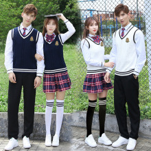 中学生校服套装学院风韩国英伦秋季服装制服高中生班服三件套809