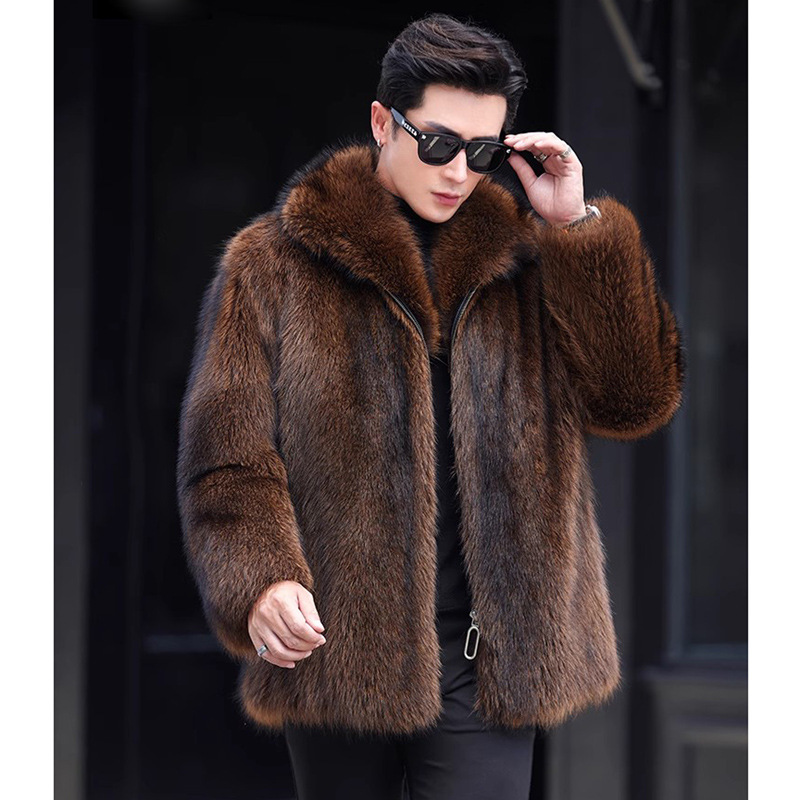 Men's Fur Outwear Mink Fur New Outwear European and American Fisher Mink Stand Collar Short Jacket Winter Casual and Warm Men's Fur Outwear Mink Fur New Outwear European and American Fisher Mink Stand Collar Short Jacket Winter Casual and Warm
