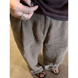 挚爱推荐！老钱风灰咖色棉麻休闲裤女夏季新款高腰显瘦直筒长裤子