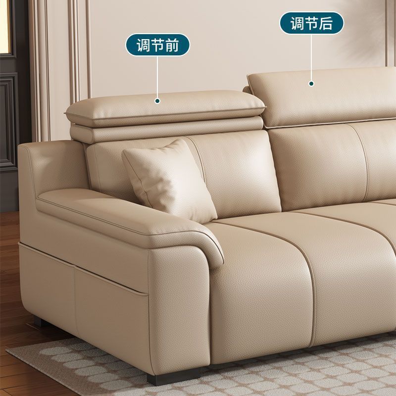 Simple Modern Light Luxury Piano Key Leather Sofa for Large and Small Living Rooms Italian Minimalist Chaise Longue Leather Sofa