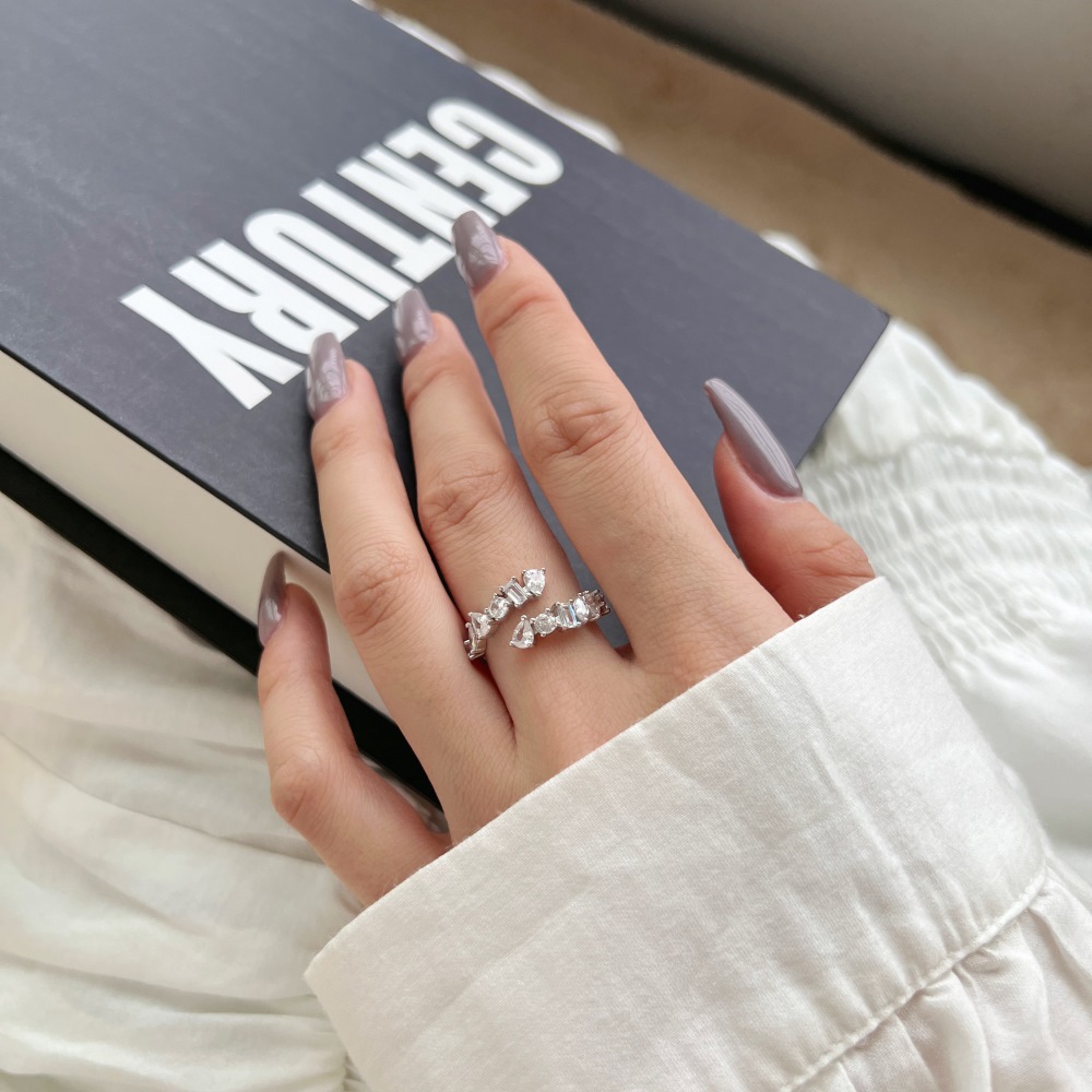 6g Weight Zircon Inlay Material Rings Classification 5, 9, Adjustable Ring Size 1 Piece Quantity Holiday, Daily Occasion 925 Sterling Silver Material Geometric Pattern Women's Gender Plating, Inlay Design Basic, Modern Style, Classic Style Style 925 Sterling Silver Zircon Geometric Rings 42