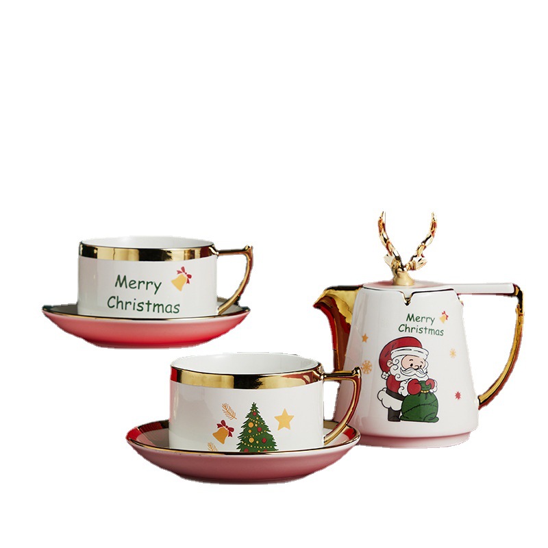 Taza de cerámica nórdica tetera diosa Festival regalo Navidad alces taza de té traje hogar regalo soporte logo