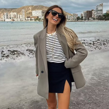 ZA速卖通爆款跨境外贸欧美风女装通勤气质简约西装外套