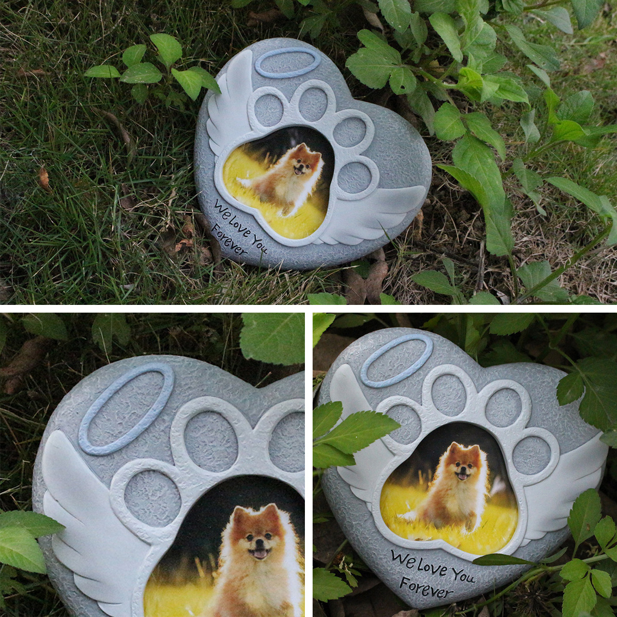 Pet Memorial Stone for Dog or Cat Sympathy Gift Outdoor Display Graveyard Mark Dog Heart Shape Outdoor Tombstone