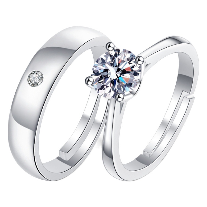 Japonés y coreano nuevo estilo coreano pareja de hombres y mujeres anillo de diamantes boca abierta regalo de San Valentín para la novia en vivo al por mayor