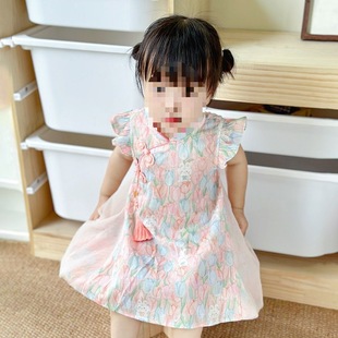 Girls Dress 2025 New Summer Dress Children's Princess Dress Baby Girl Summer New Chinese Style National Style Dress Cheongsam Dress