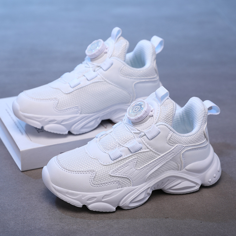 Zapatos blancos para niños primavera y otoño nuevos zapatos blancos de malla para niños y niñas zapatos negros para estudiantes primarios zapatos escolares para niños