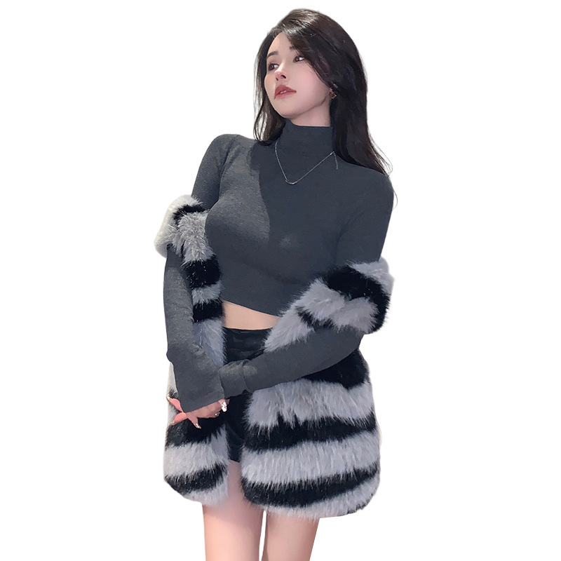 Zebra Pattern Fox Fur Vest Women's 2023 Winter Internet Popular Retro All-match Loose Mao Mao Vest Jacket