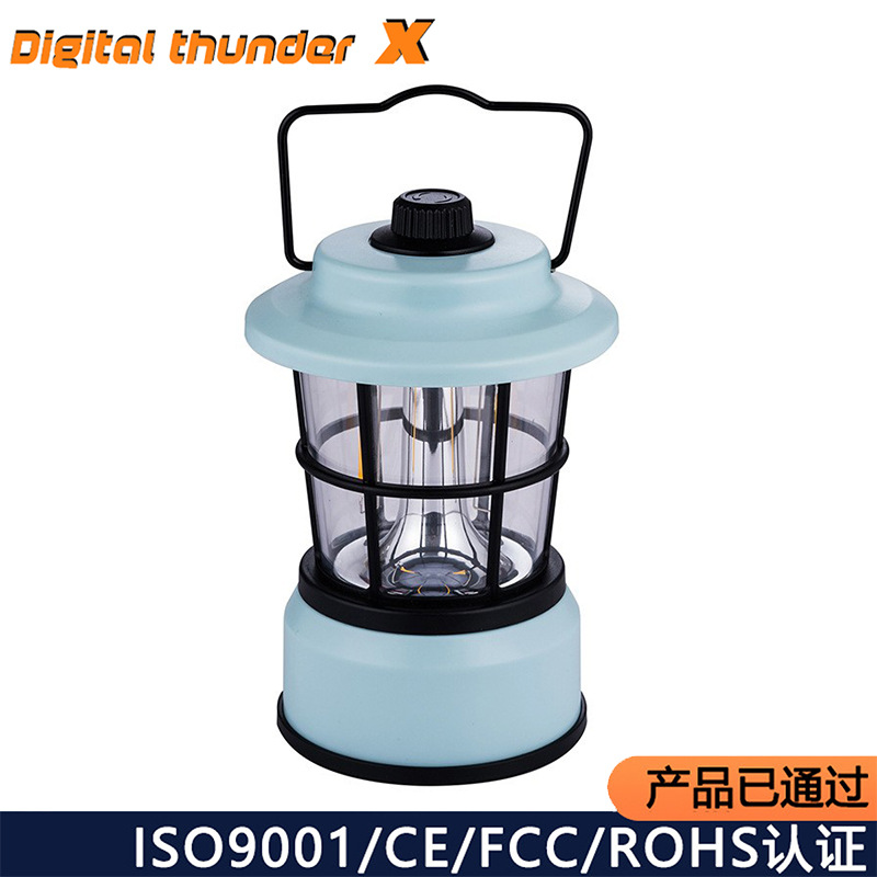 Luz de campamento transfronteriza al aire libre retro portátil mini lámpara portátil de campamento de hierro forjado sin electrodos de atenuación colgando campamento