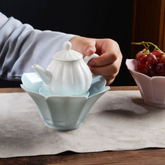 簡約蓮花壺承底座陶瓷茶壺儲水托盤小號配件家用日式功夫茶托壺墊