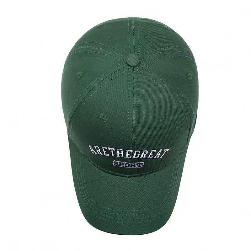 Peaked Four Seasons Green Sun Protection Sports Hat Women Hard Top Pure Cotton Face Slimming Embroidery Men Baseball Cap_voghion.com