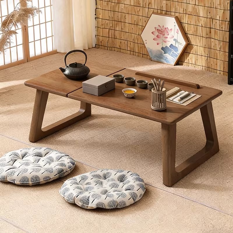 Ventana flotante pequeña mesa casera de madera sólida kang mesa de comida rural kang mesa de té tatami japonesa mesa de estudio en la cama
