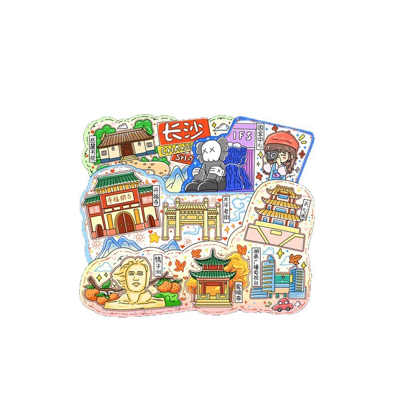 湖南長沙橘州岳麓山景勝地文化創造旅行磁気立体冷蔵庫マグネットランドマーク景勝地のお土産|undefined