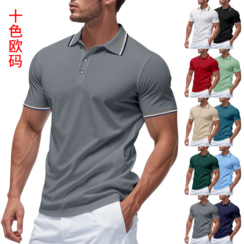 European and American Independent Station Cross-border Men's Hot Golf Short-sleeved T-shirt Quick-drying Polo Shirt Mesh Lel Short-sleeved Men