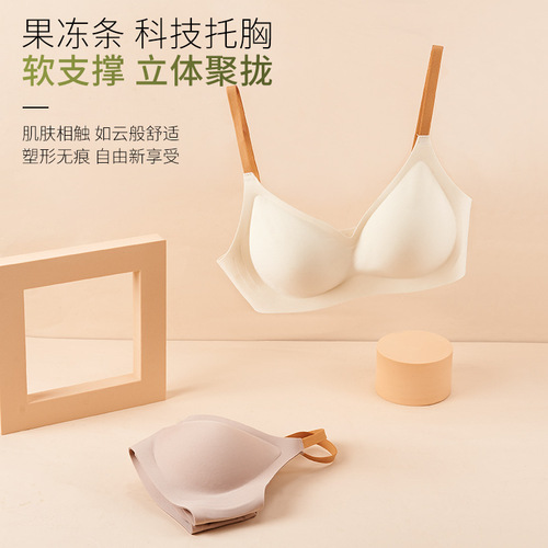 Smooth soft support seamless underwear for women with small breasts, no wire rings, secondary breast reduction, anti-sagging, jelly strip bra for girls
