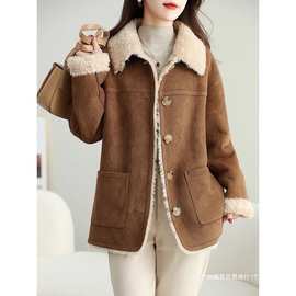 新品 时尚洋气加厚加绒外套女小个子2025冬季新款皮毛一体羊羔毛