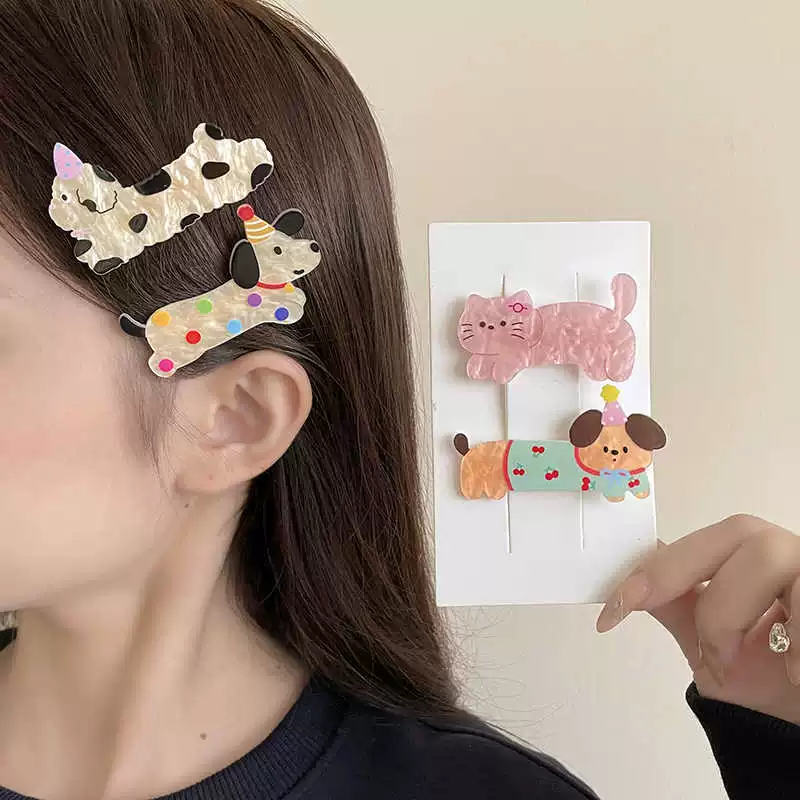 Забавная Party щенок Hair Clip Девочкам лоб боковое сломанное волосы челка клип 2025 новый карикатура кот заколка