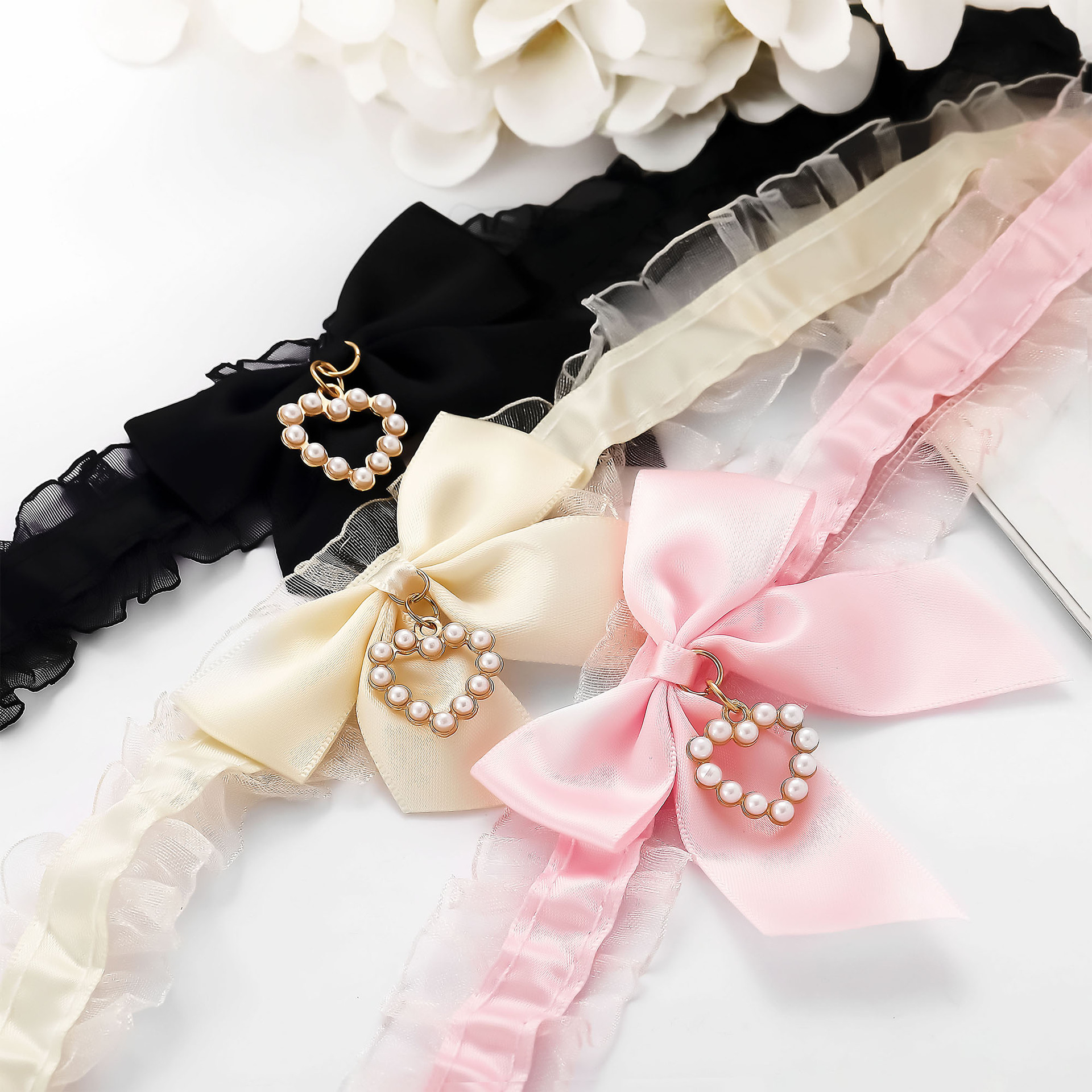 Puro deseo estilo joyería dulce Lolita perla amor colgante arco collar gargantilla clavícula cadena Collar para las mujeres