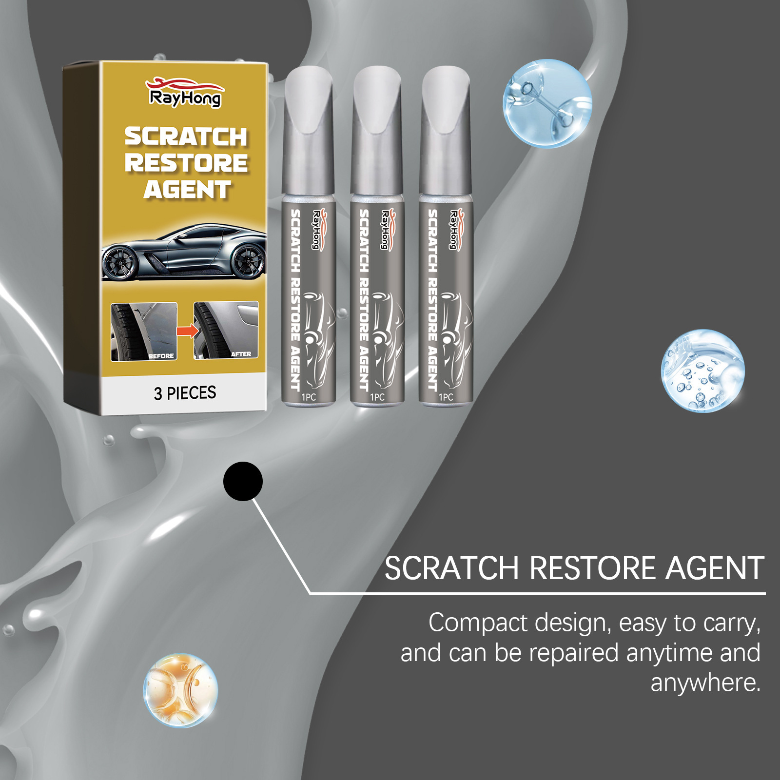 Rayhong Car Scratch Repair Pen Car Scratch Repair Paint Scratch Removal and Repair Touch-Up Pen