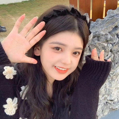 Summer retro knotted velvet bow headband, sweet internet celebrity hair accessory, Korean style headdress, pressed hair headband, female hairpin