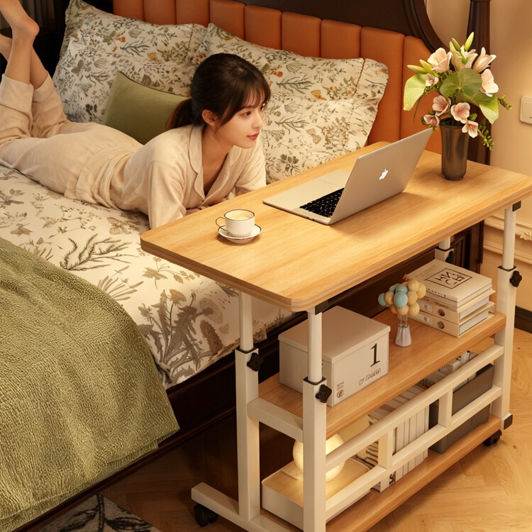 Bedside Table Can Be Lifted and Moved, Home Bedroom Simple Desk, Computer Table, Living Room Sofa Side Storage Rack, Small Table