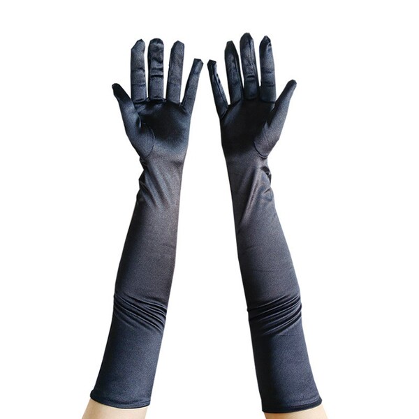 elastic long black purple sexy gloves for bride
