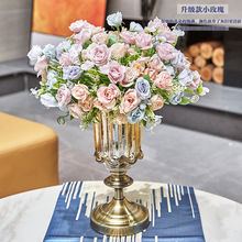 新古典欧式古铜水晶玻璃花瓶样板房家居装饰客厅餐桌花瓶摆件