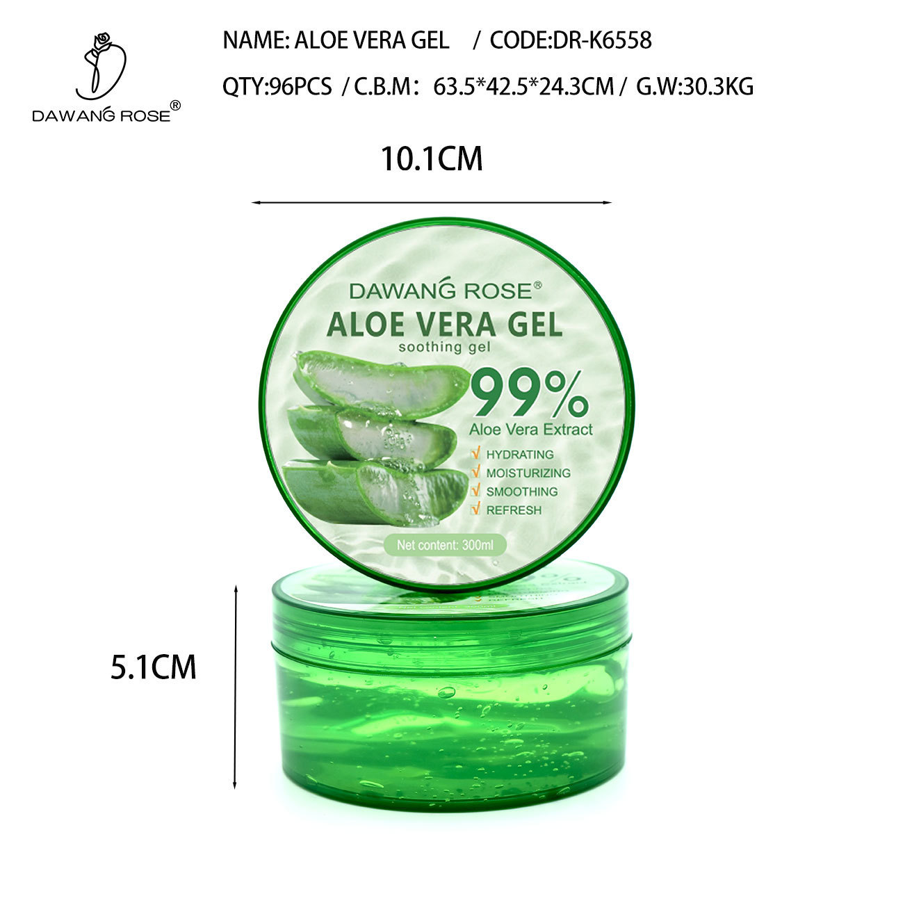 Hydraterende gel met aloë vera voor hydratatie en vochtinbrenging na blootstelling aan de zon. Schoonheids-, gezondheids- en make-upproduct._voghion.com