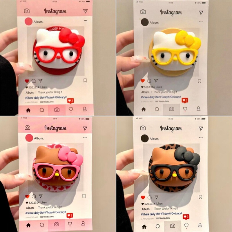 Cute and cool 3D glasses cat silicone magnetic stand, new model compatible with MagSafe airbag phone holder Cute and cool 3D glasses cat silicone magnetic stand, new model compatible with MagSafe airbag phone holder