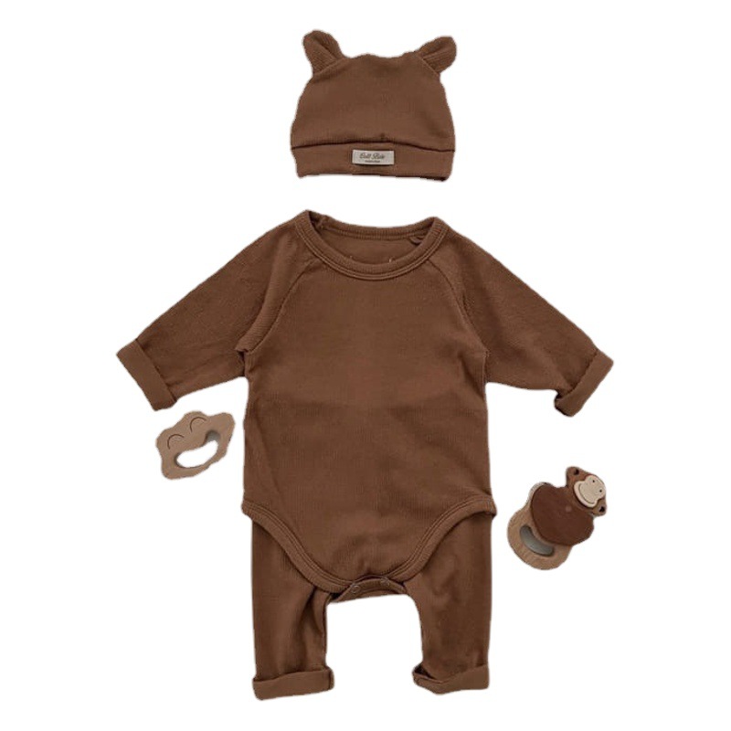 Bebé color puro traje de casa estilo coreano ropa para niños Otoño e Invierno niños y niñas bebé algodón desgaste del hogar ropa de otoño