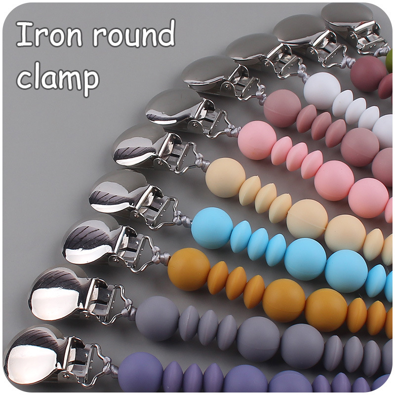 Nuevo bebé suministros chupete clip calmante bebé silicona espaciador perlas mordedura molar juguete anti-gota cadena