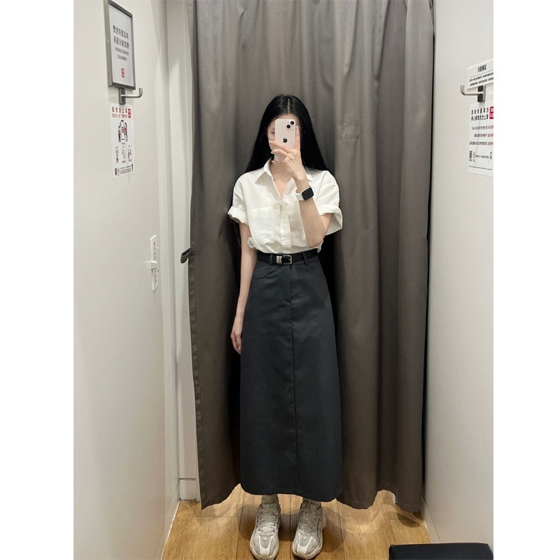 白色短袖衬衫女夏季小众设计高级感休闲百搭通勤衬衣宽松半袖上衣|undefined