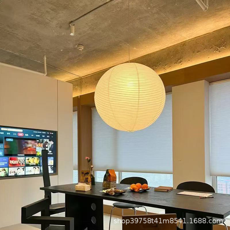 Noguchi paper lamp round bedroom chandelier Japanese hotel homestay chandelier clothing store bar paper art chandelier cage